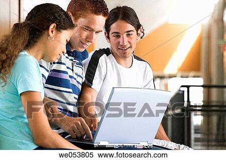 Stock Photography - bench, companion, boy, adolescence. Fotosearch