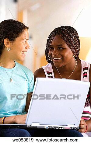 black, computer, companion, brunette, adolescence View Large Photo Image Stock Photo - black, computer, companion, brunette, adolescence. Fotosearch