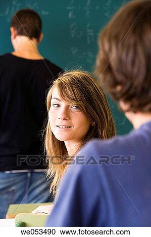 blackboard, chalkboard, brunette, board, adolescence View Large Photo Image Stock Image - blackboard, chalkboard, brunette, board, adolescence. Fotosearch