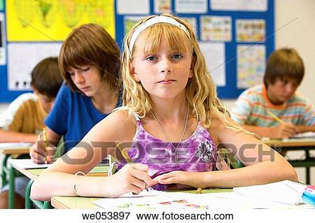 blond, book, child, classroom View Large Photo Image Stock Photo - blond, book, child, classroom. Fotosearch