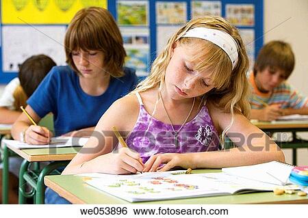blond, book, child, classroom View Large Photo Image Stock Photograph - blond, book, child, classroom. Fotosearch