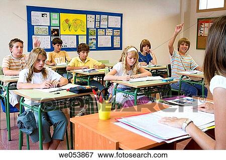 boy, classroom, child, Arms raised View Large Photo Image Stock Photo - boy, classroom, child, Arms raised. Fotosearch