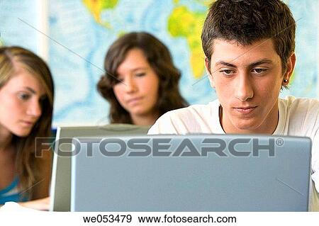 boy, computer, classroom, adolescence View Large Photo Image Stock Photo - boy, computer, classroom, adolescence. Fotosearch