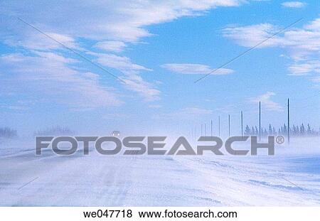 car along road of blowing snow View Large Photo Image Stock Photo - car along road of blowing snow. Fotosearch