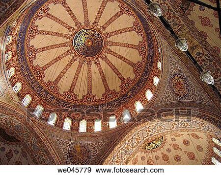 Stock Photo - Ceiling of the Blue Mosque, Istanbul. Fotosearch