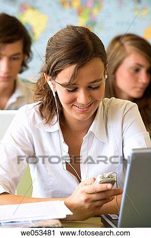 cell phone, communication, classroom, adolescence View Large Photo Image Stock Image - cell phone, communication, classroom, adolescence. Fotosearch
