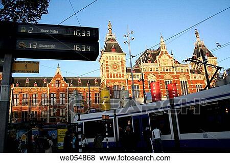 Central Station, Damrak. Amsterdam. Netherlands View Large Photo Image Stock Photo - Central Station, Damrak. Amsterdam. Netherlands. Fotosearch