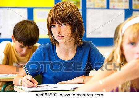 Stock Image - child, classroom, contemporary, education. Fotosearch