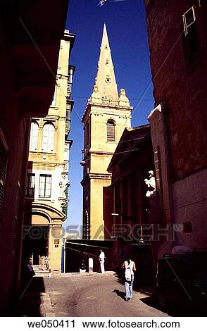 Church tower near port, Valletta. Malta View Large Photo Image Stock Image - Church tower near port, Valletta. Malta. Fotosearch