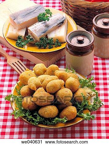 Stock Image - Cod fritters, Basque cuisine. Fotosearch