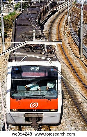 Commuter train, Tibidabo, Barcelona. Catalonia, Spain View Large Photo Image Stock Photo - Commuter train, Tibidabo, Barcelona. Catalonia, Spain. Fotosearch