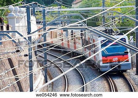 Commuter train, Tibidabo, Barcelona. Catalonia, Spain View Large Photo Image Stock Photograph - Commuter train, Tibidabo, Barcelona. Catalonia, Spain. Fotosearch