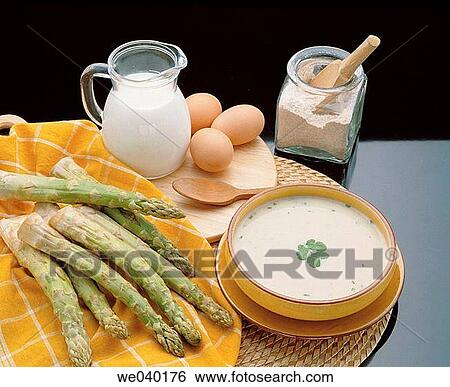 Cream of asparagus soup View Large Photo Image Stock Photograph - Cream of asparagus soup. Fotosearch
