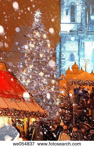 Czech Republic, Prague. Old Town Square. Christmas Market. View Large Photo Image Stock Photo - Czech Republic, Prague. Old Town Square. Christmas Market.. Fotosearch