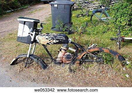 Derelict motorcycle used as letterbox and address-sign. Vittangi, Norrbotten, Lapland, Sweden, Scandinavia, Europe. Sub-Arctic View Large Photo Image Stock Image - Derelict motorcycle used as letterbox and address-sign. Vittangi, Norrbotten, Lapland, Sweden, Scandinavia, Europe. Sub-Arctic. Fotosearch