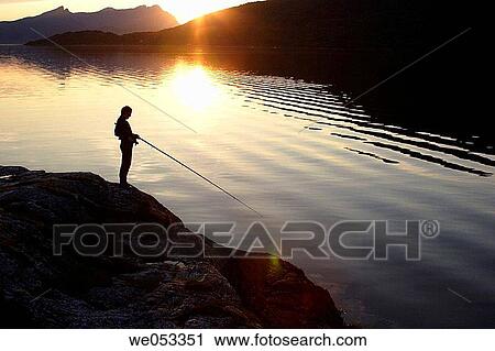 Stock Image - Fishing in Gratangen-Fjord, Gratangen commune, Troms, Lapland, Norway, Scandinavia, Europe. Norwegian Sea, North-Atlantic, Sub-Arctic. Fotosearch