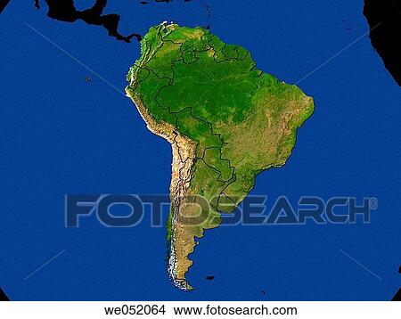 Highlighted Satellite Continent Image Of South America View Large Photo Image Picture - Highlighted Satellite Continent Image Of South America. Fotosearch