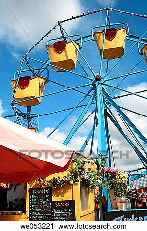 Stock Image - Historical ferris wheel La Molina, rotatory restaurant, caroussel, Amsterdam, Holland, Netherlands. Fotosearch