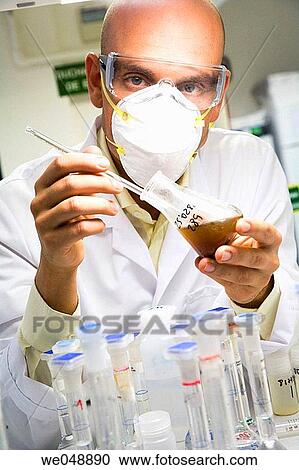 Stock Image - Inasmet-Tecnalia Foundation, Technology and Research Centre, San Sebastian Technological Park, Basque Country. Dangerous substance, microbiology lab. Fotosearch