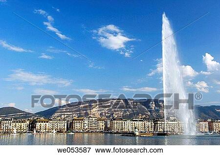 Jet d? eau, Geneva, Switzerland, Europe View Large Photo Image Stock Photo - Jet d? eau, Geneva, Switzerland, Europe. Fotosearch