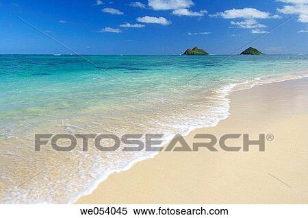 Lanikai Beach with Mokulua Islands. Lanikai Beach, Mokulua Islands Oahu, Hawaii, Pacific Ocean, USA. View Large Photo Image Stock Photography - Lanikai Beach with Mokulua Islands. Lanikai Beach, Mokulua Islands Oahu, Hawaii, Pacific Ocean, USA.. Fotosearch