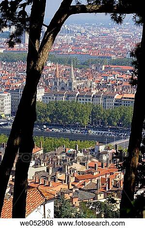 Lyon panorama from Fourviere basilica View Large Photo Image Stock Photo - Lyon panorama from Fourviere basilica. Fotosearch