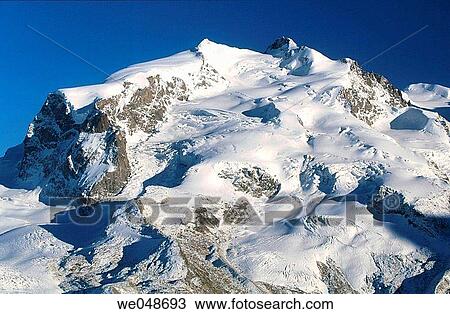 Stock Image - Monte Rosa (Bergmassiv) Alpen Wallis. Switzerland.. Fotosearch