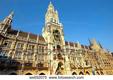 New Town Hall, Glockenspiel, Marienplatz, Munich, Bavaria, Germa View Large Photo Image Stock Photography - New Town Hall, Glockenspiel, Marienplatz, Munich, Bavaria, Germa. Fotosearch