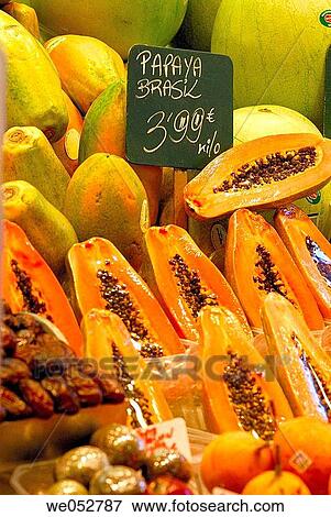Papayas. Mercat de la Boqueria, Barcelona, Spain View Large Photo Image Stock Photo - Papayas. Mercat de la Boqueria, Barcelona, Spain. Fotosearch