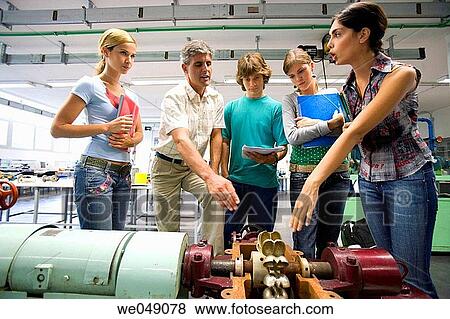 Stock Photo - Polytechnic School, University of the Basque Country, Donostia, Gipuzkoa, Basque Country. Students, Turbine, Hydraulic machines laboratory, Department of Nuclear Engineering and Fluid Mechanics. Fotosearch
