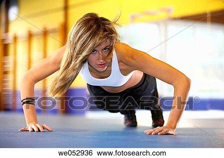 Push-ups, aerobics, Nikewomen, gym View Large Photo Image Stock Photograph - Push-ups, aerobics, Nikewomen, gym. Fotosearch