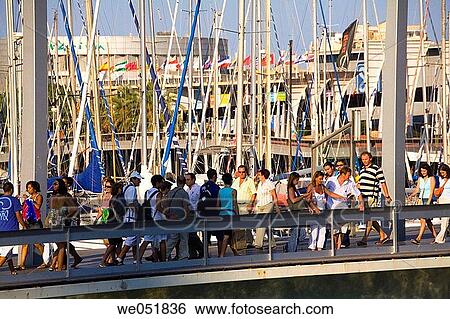 Stock Photograph - Rambla de Mar, Port Vell, Barcelona. Catalonia, Spain. Fotosearch