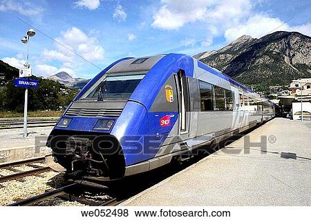 Regional train. Railway station. Brian? on. Hautes-Alpes. France. View Large Photo Image Stock Photo - Regional train. Railway station. Brian? on. Hautes-Alpes. France.. Fotosearch