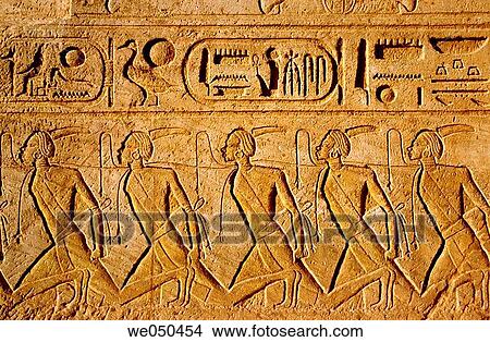 Reliefs depicting the pharaoh's prisoners at Abu Simbel temple. Egypt View Large Photo Image Picture - Reliefs depicting the pharaoh's prisoners at Abu Simbel temple. Egypt. Fotosearch