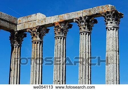 Stock Image - Ruins of Roman temple,? vora. Alentejo, Portugal. Fotosearch
