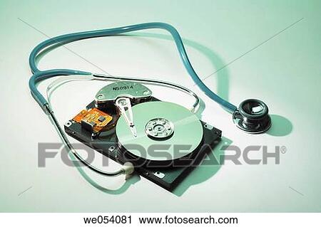 Stock Image - Stethoscope and Hard disk. Fotosearch