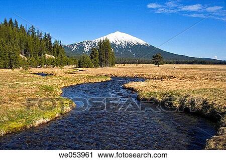Stream at Sparks lake with Mt. Bachelor in the background. Oregon View Large Photo Image Stock Image - Stream at Sparks lake with Mt. Bachelor in the background. Oregon. Fotosearch