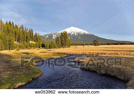 Stream at Sparks lake with Mt. Bachelor in the background. Oregon View Large Photo Image Stock Image - Stream at Sparks lake with Mt. Bachelor in the background. Oregon. Fotosearch