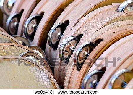 Stock Image - Tambourines. Fira de Santa Ll·cia, Barcelona, Catalonia, Spain. Fotosearch