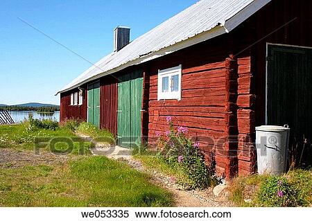 Traditional red wooden barn in village Skaulo, Norrland, Lapland, Sweden, Scandinavia, Europe. Sub-Arctic View Large Photo Image Stock Photography - Traditional red wooden barn in village Skaulo, Norrland, Lapland, Sweden, Scandinavia, Europe. Sub-Arctic. Fotosearch