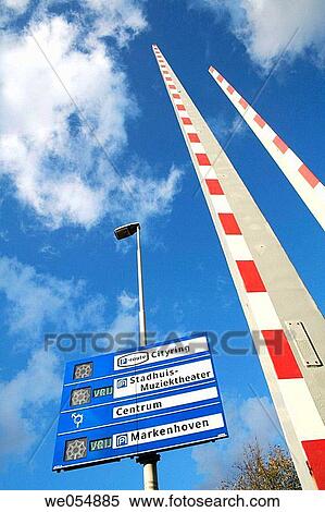 Stock Photography - Two gates and traffic signs. Amsterdam, Holland, Netherlands. Fotosearch