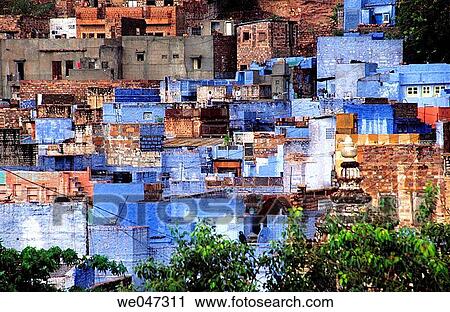 Typical blue houses. Jodhpur. Rajasthan. India. View Large Photo Image Stock Image - Typical blue houses. Jodhpur. Rajasthan. India.. Fotosearch