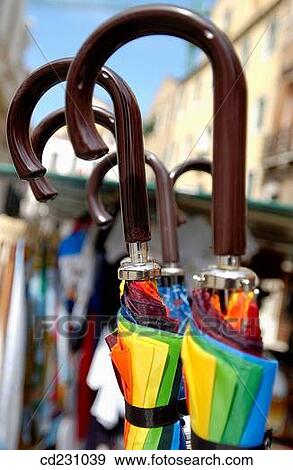 Stock Photo - Umbrellas for sale. Venice. Italy. Fotosearch