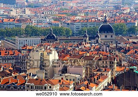 Stock Image - View from Fouviere basilica in Lyon, France.. Fotosearch