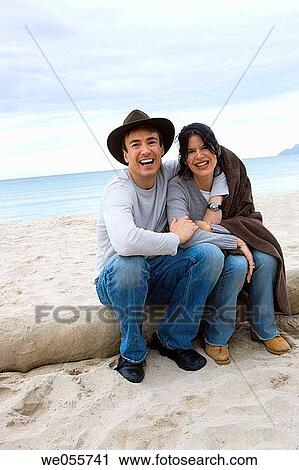 affection, beach, autumn, 30's View Large Photo Image Stock Image - affection, beach, autumn, 30's. Fotosearch