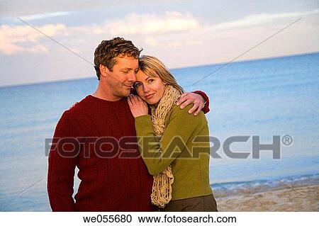 affection, bond, beach, autumn, 30's View Large Photo Image Stock Image - affection, bond, beach, autumn, 30's. Fotosearch