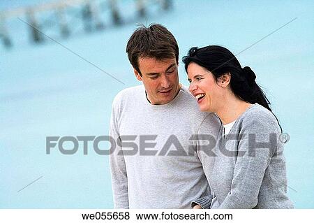affection, bond, beach, autumn, 30's View Large Photo Image Stock Photo - affection, bond, beach, autumn, 30's. Fotosearch