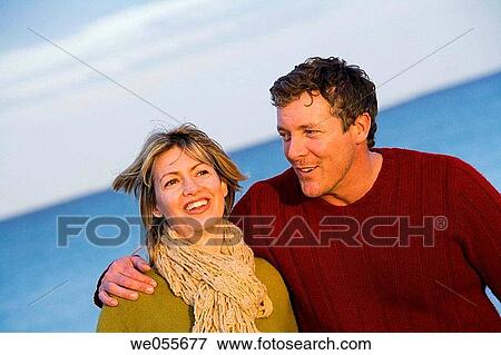 Stock Photo - affection, bond, beach, autumn, 30's. Fotosearch