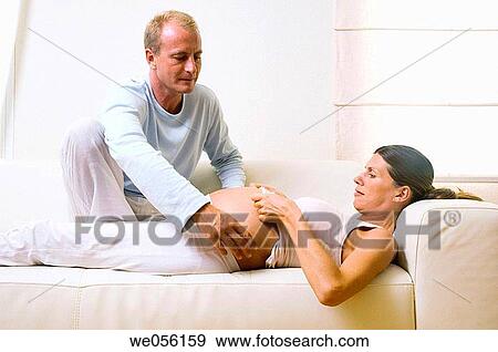 affection, bond, belly, at-home, 30's View Large Photo Image Stock Photo - affection, bond, belly, at-home, 30's. Fotosearch
