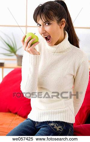 Stock Photography - aggressiveness, biting, bite, apple, aggressive. Fotosearch